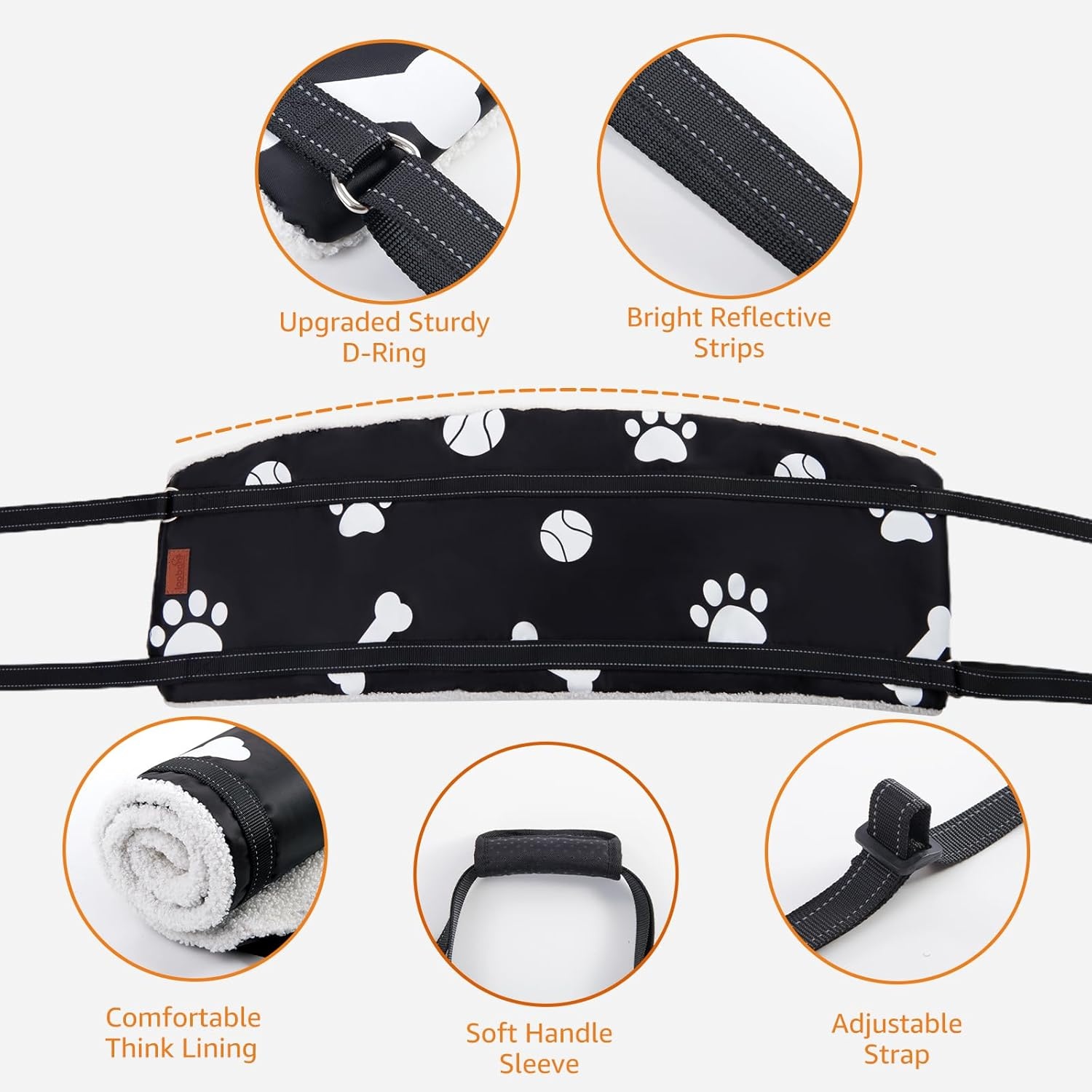 image:imageLOOBANI Dog Lift Harness for Back Legs Portable Dog Sling for Large Dogs Hind Leg Support Comfortable Leg Support Assistance for Elderly Dogs with Hip ACL Brace Senior Injured Medium Black