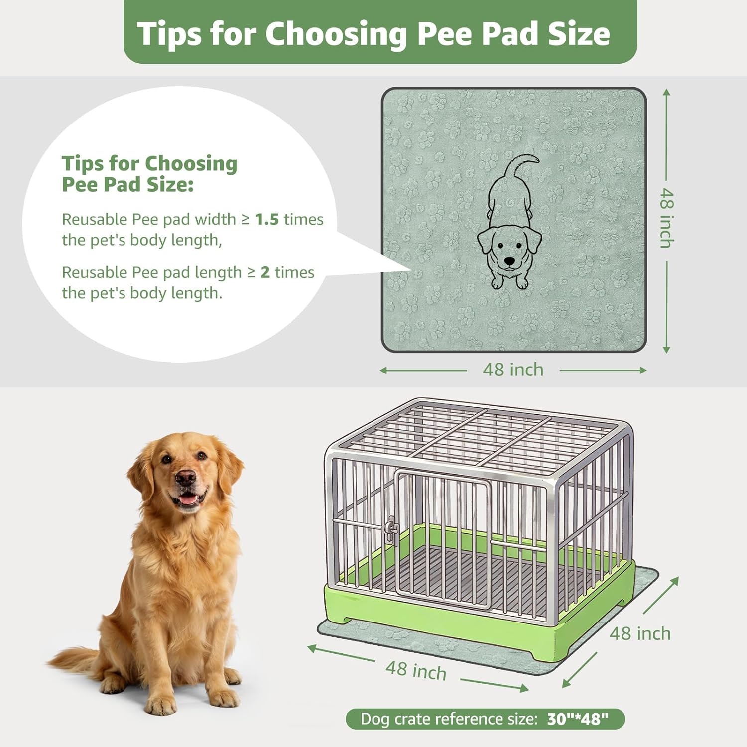 image:imageLOOBANI Washable Pee Pads for Dogs 2 Pack Super Absorbent Reusable Puppy Pads Leakproof and Waterproof Dog Training Pads Whelping Pads for Potty Floor Crate Couch Bed and Travel 48x48
