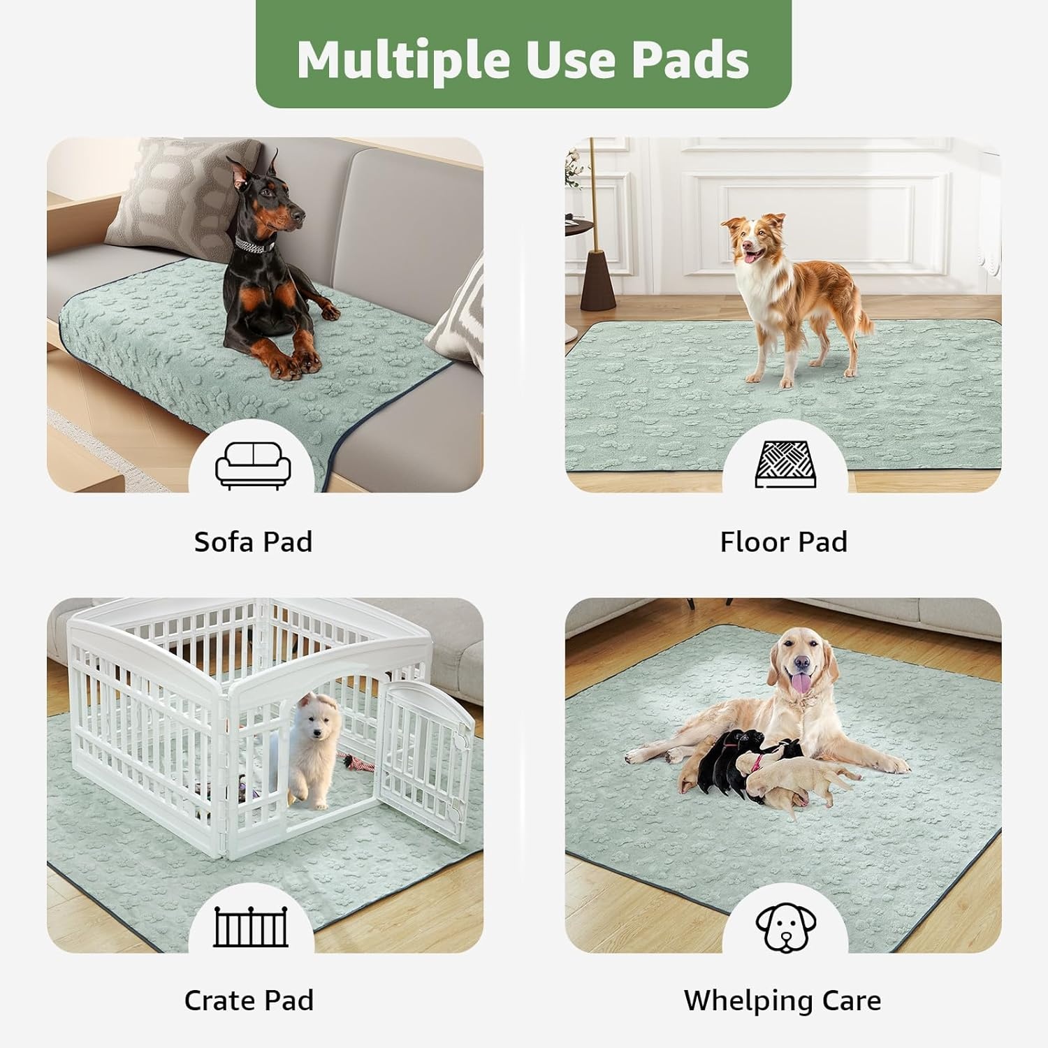 image:imageLOOBANI Washable Pee Pads for Dogs 2 Pack Super Absorbent Reusable Puppy Pads Leakproof and Waterproof Dog Training Pads Whelping Pads for Potty Floor Crate Couch Bed and Travel 48x48