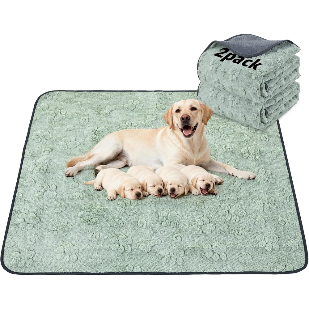 image:imageLOOBANI Washable Pee Pads for Dogs 2 Pack Super Absorbent Reusable Puppy Pads Leakproof and Waterproof Dog Training Pads Whelping Pads for Potty Floor Crate Couch Bed and Travel 48x48