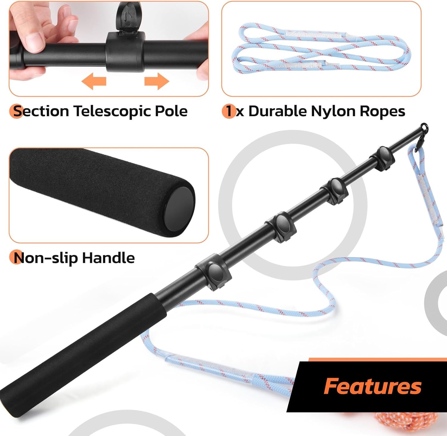 image:imageLOOBANI Flirt Pole for Dogs Chase amp Tug of War Extendable Teaser Wand with Detachable Toys 591in