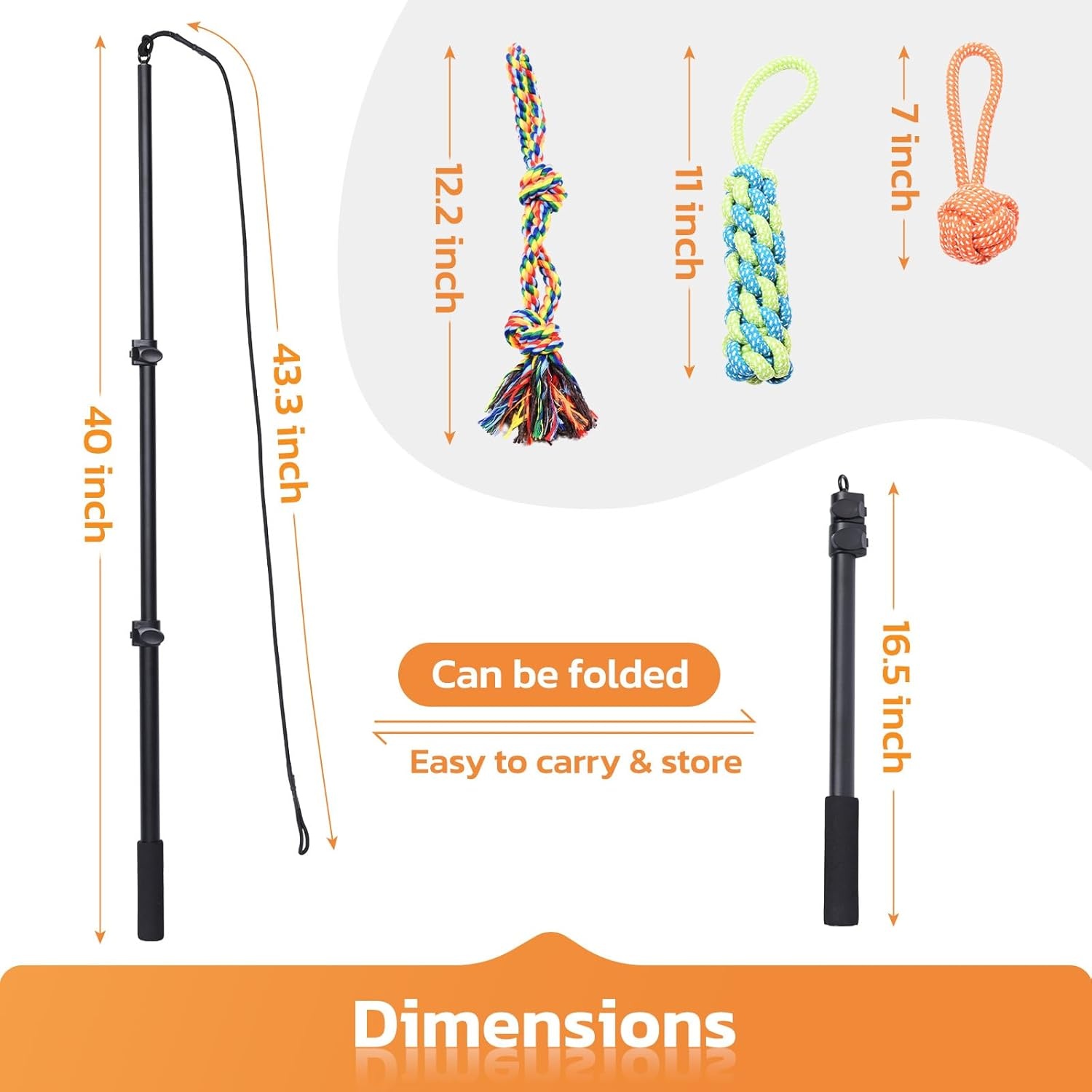 image:imageLOOBANI Flirt Pole for Dogs Chase amp Tug of War Interactive Toys amp Extendable Teaser Wand for Small Dogs Training amp Exercise