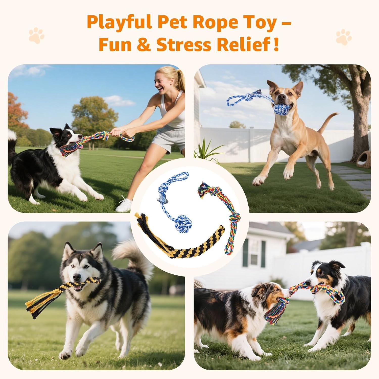 image:imageLOOBANI Outdoor Bungee Tug Toy Dog Toy Hanging from Tree for Small to Large Dogs Interactive Exercise Play Cord amp Tether with Chew Rope Toy Tree Stump Tug of WarBlackMix Colors