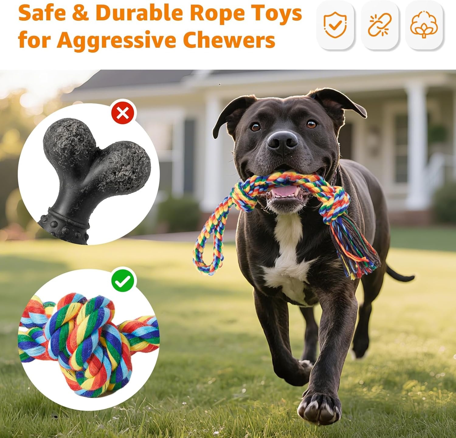 image:imageLOOBANI Outdoor Bungee Tug Toy Dog Toy Hanging from Tree for Small to Large Dogs Interactive Exercise Play Cord amp Tether with Chew Rope Toy Tree Stump Tug of WarBlackMix Colors