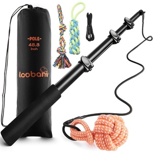 image:imageLOOBANI Flirt Pole for Dogs  Chase amp Tug of War Extendable Teaser Wand with Detachable Toys for Medium Dogs Training amp Exercise 488in