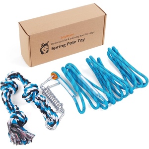 image:imageLOOBANI Outdoor Bungee Tug Toy Dog Toy Hanging from Tree for Small to Large Dogs Interactive Exercise Play Cord amp Tether with Chew Rope Toy Tree Stump Tug of WarBlackBlueWhite