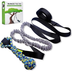 image:imageLOOBANI Outdoor Bungee Tug Toy Dog Toy Hanging from Tree for Small to Large Dogs Interactive Exercise Play Cord amp Tether with Chew Rope Toy Tree Stump Tug of WarBlackBlue
