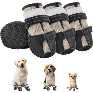 image:imageDog Shoes for Large Medium Small Dogs Breathable AntiSlip Dog Booties for Hot Pavement Paw Protectors with Reflective Straps for Outdoor Walking Hardwood Floor Size 5Brown
